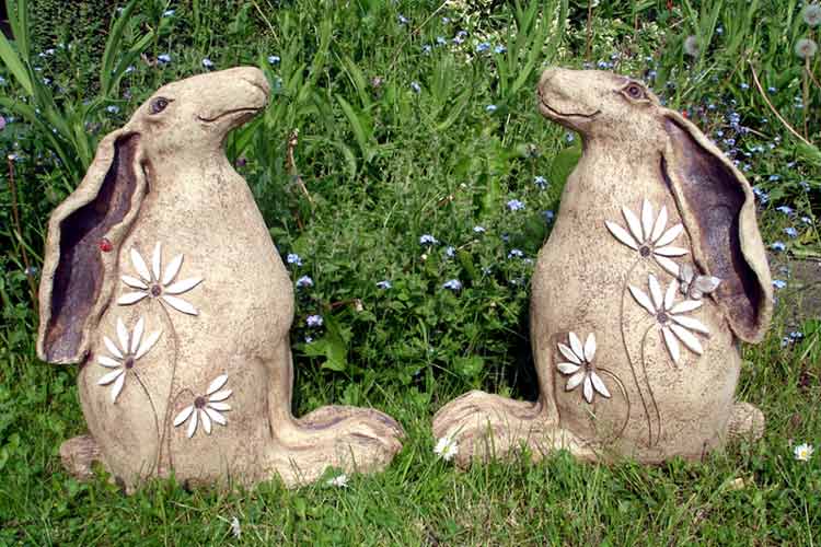 Large Hares with Butterflies by Maggie Betley from Zoo Ceramics